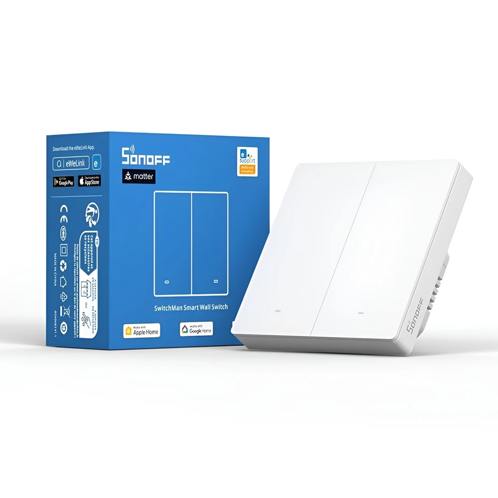 Sonoff matter wi-fi smart wall switch switchman m5 2-gang (neutral wire), white 4