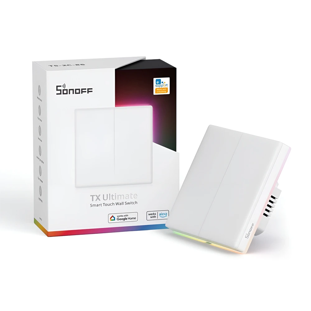 Sonoff wi-fi smart touch wall switch tx ultimate 2-gang (neutral wire), white 3