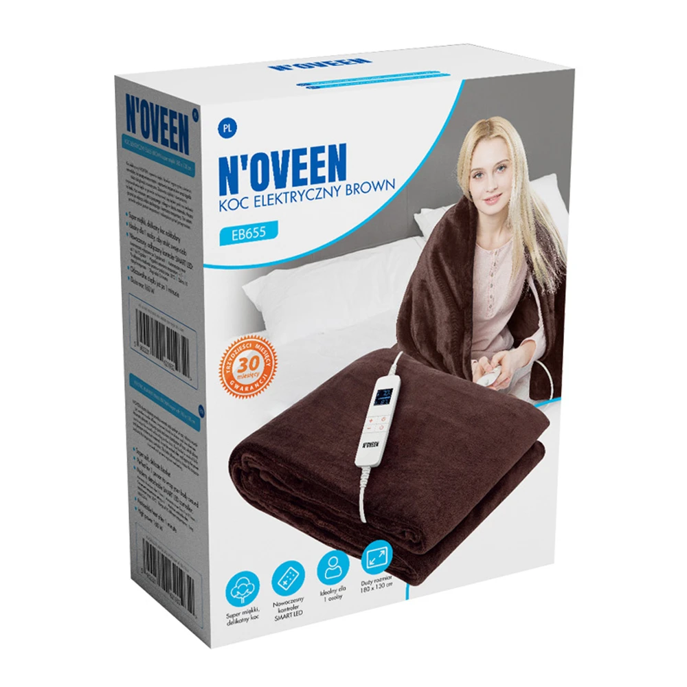 Noveen electric heated blanket eb655 brown 180x130 cm 3