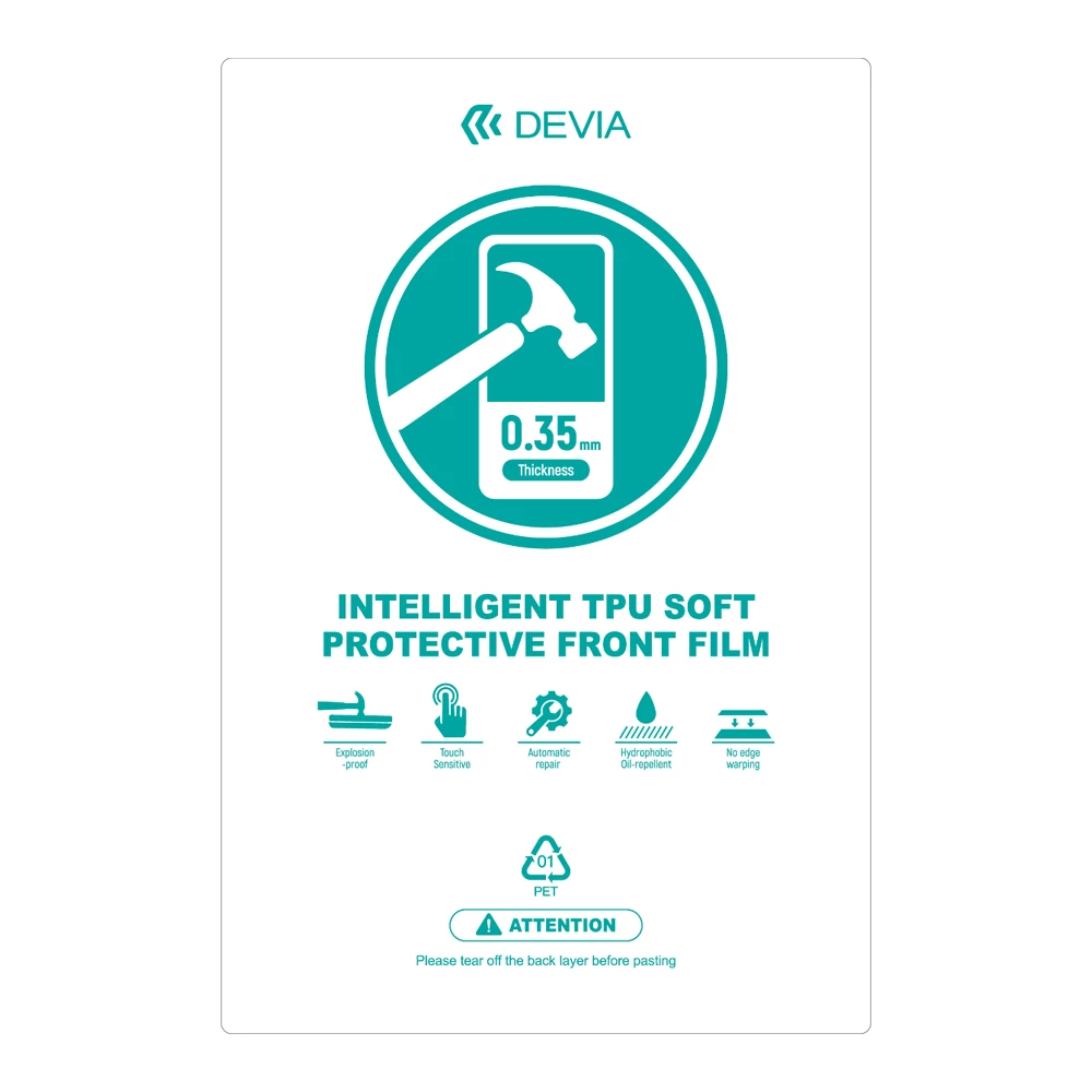 Devia intelligent tpu мягкая защитная пленка на переднюю часть (0.35 мм) (20 шт.) 2
