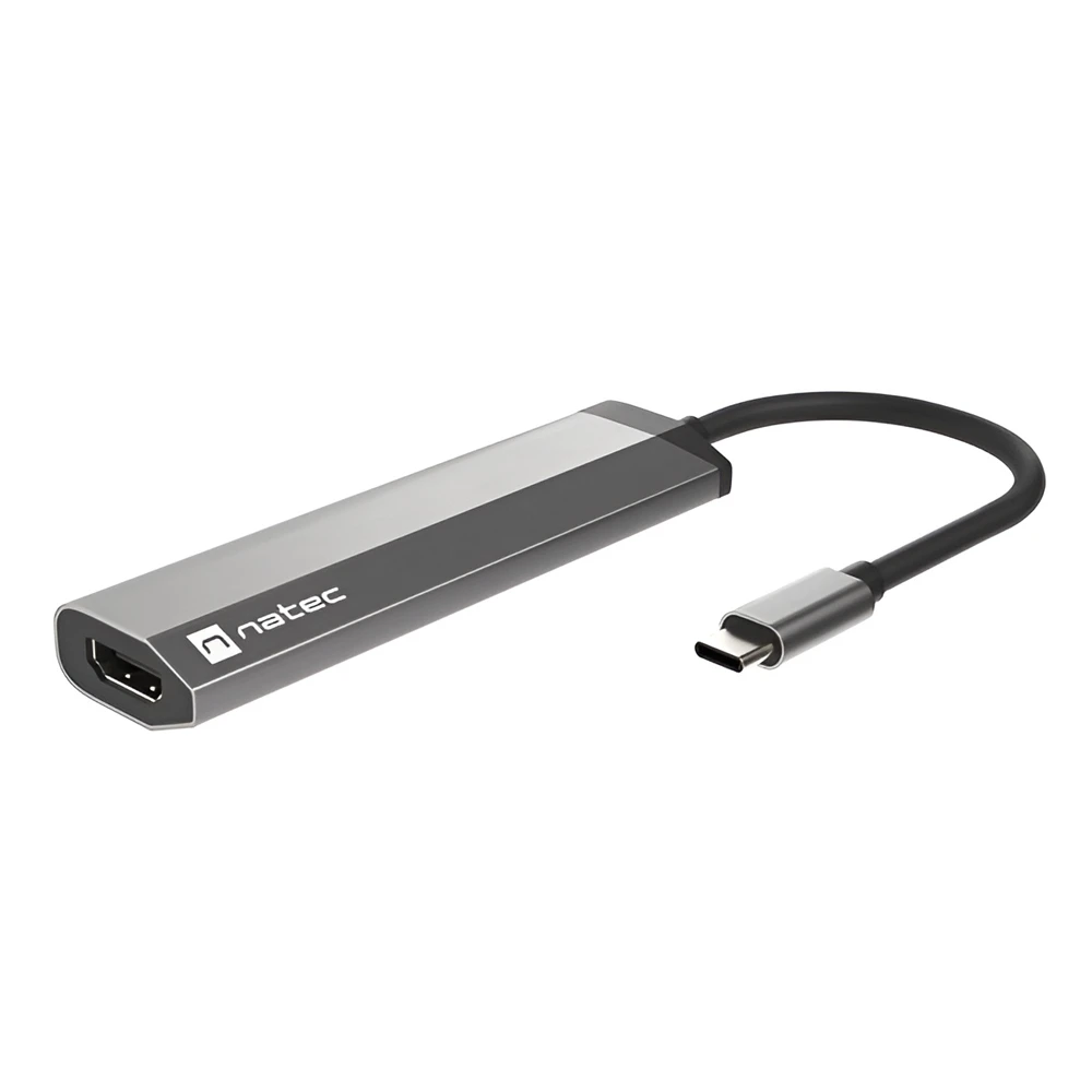 Natec fowler slim usb-c multiport adapter 4 in 1  2x usb 3.0 hub, hdmi 4k, usb-c pd 2