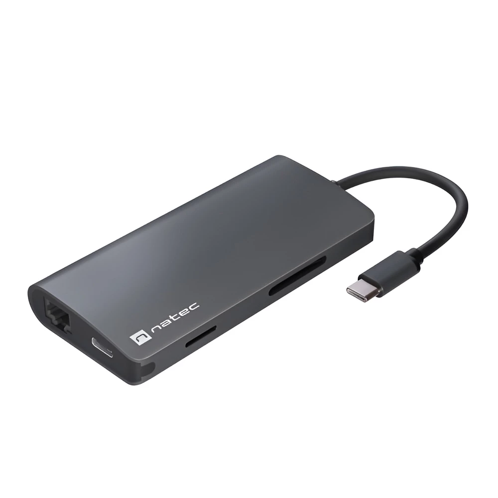 Natec fowler plus hub usb-c multiport adapter 8 in 1 natec fowler 2 v2 3x usb 3.0 hub, hdmi 4k, usb-c, rj45, sd, micro sd 2