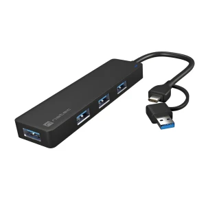 Natec mayfly 4-port black +usb-a adapter Thumbnail 1