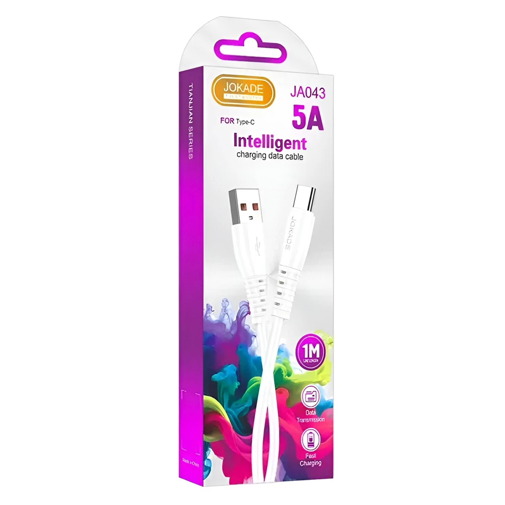 Кабель jokade usb-a to type-c 5a 1m ja043, белый 2