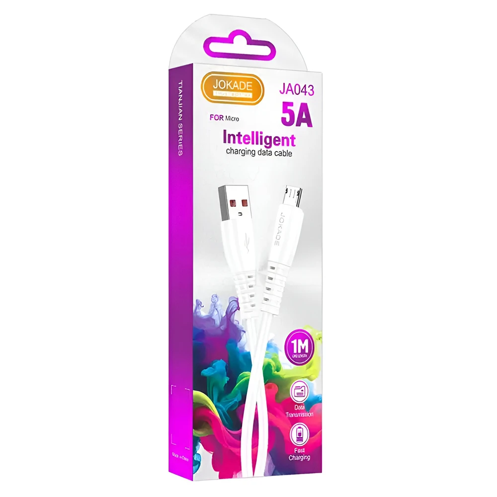 Jokade cable usb-a to micro-usb 5a 1m ja043, white 2