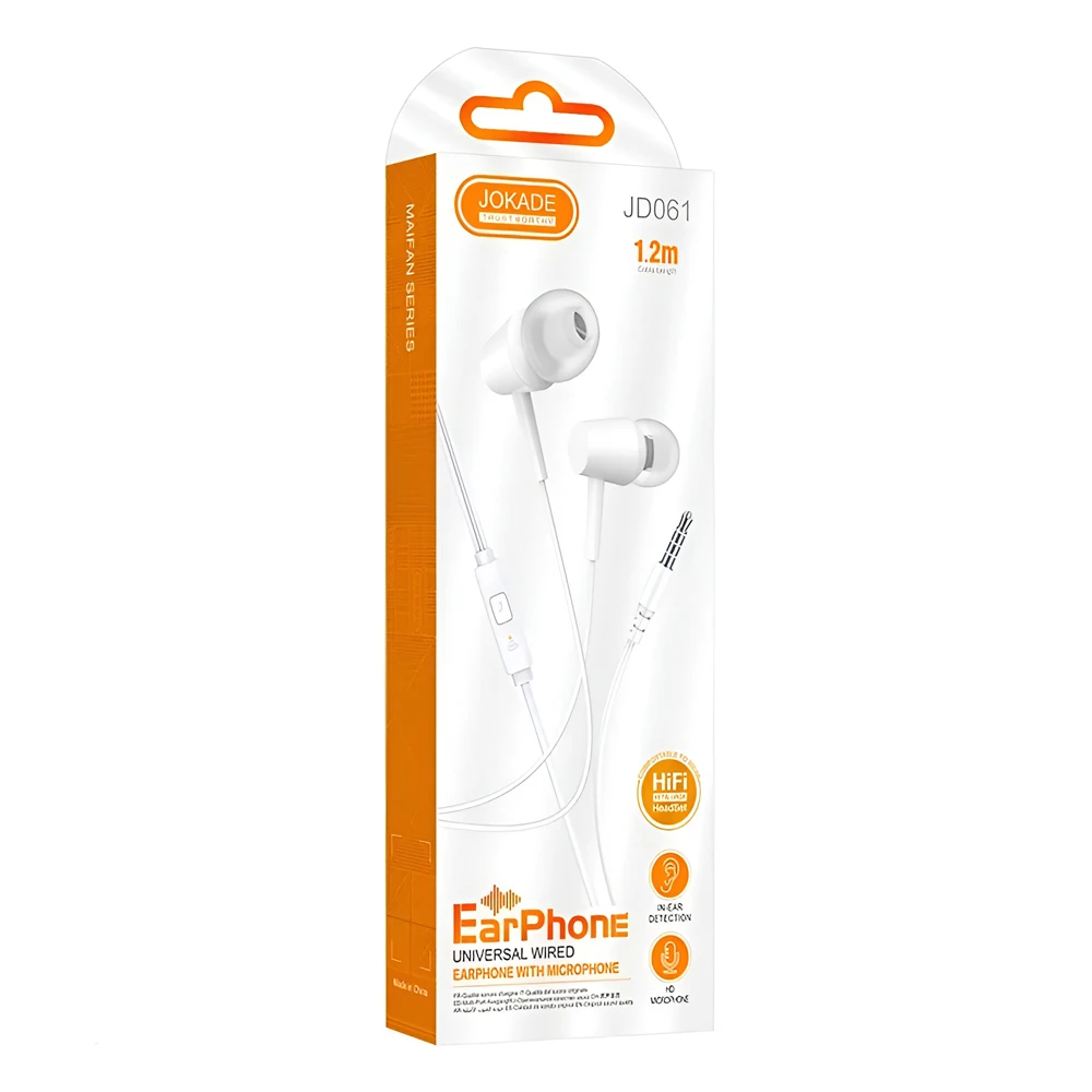 Jokade earphones 3.5mm with mic jd061, white 2