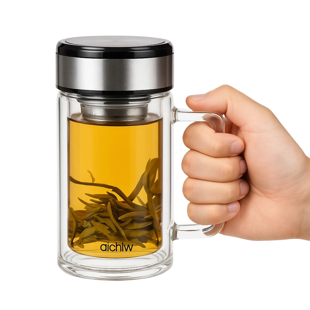 Aichiw glass thermos mug with infuse system ai-d163 380 ml 2