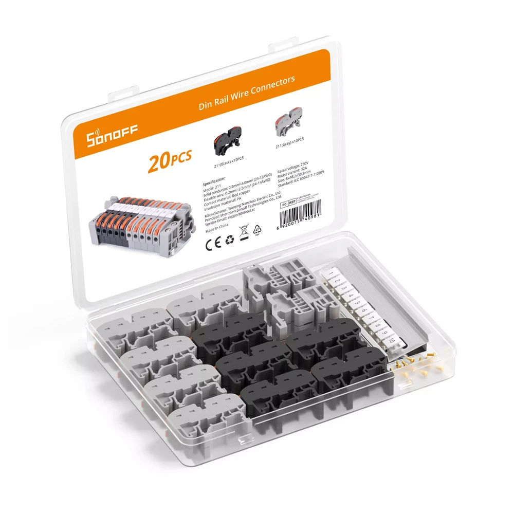 Sonoff din rail wire connectors 211 2