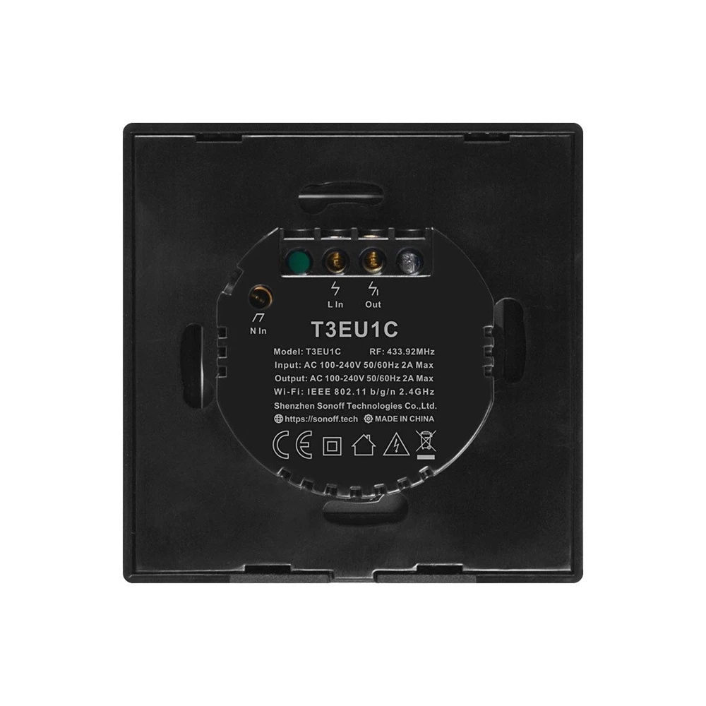 Sonoff wi-fi smart touch wall switch tx series 1-gang (neutral wire), black 3