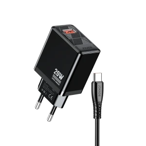 Сетевое зарядное устройство jokade 1*usb-a 5a, 20w с кабелем type-c jb086, черное