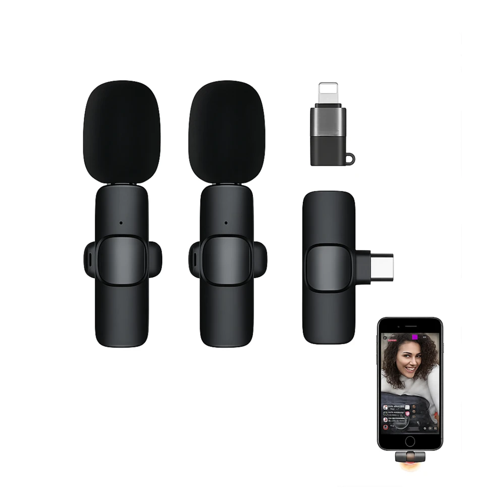 K9 mini 14 2.4ghz wireless microphone type-c connector with adapter , black 3