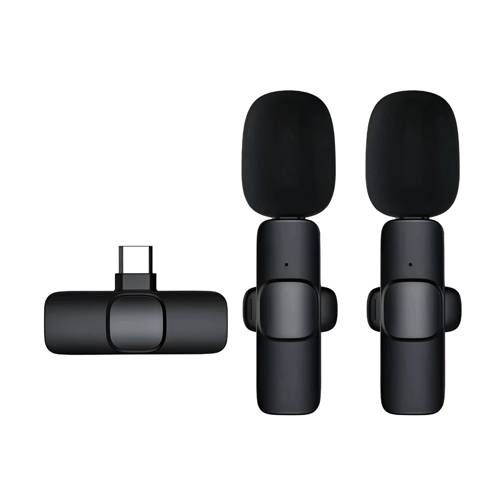 K9 mini 14 2.4ghz wireless microphone type-c connector with adapter , black 2