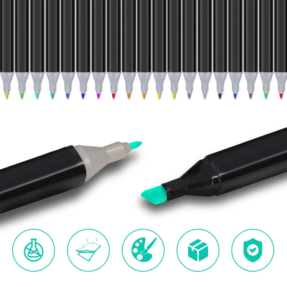 Set of markers 48 colors sketchmarker for drawing and sketching, double-sided 3