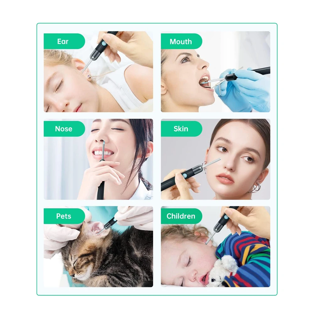Ear wax removal kit y8 with wi-fi, 2mp camera,1080p, ip67, black 3