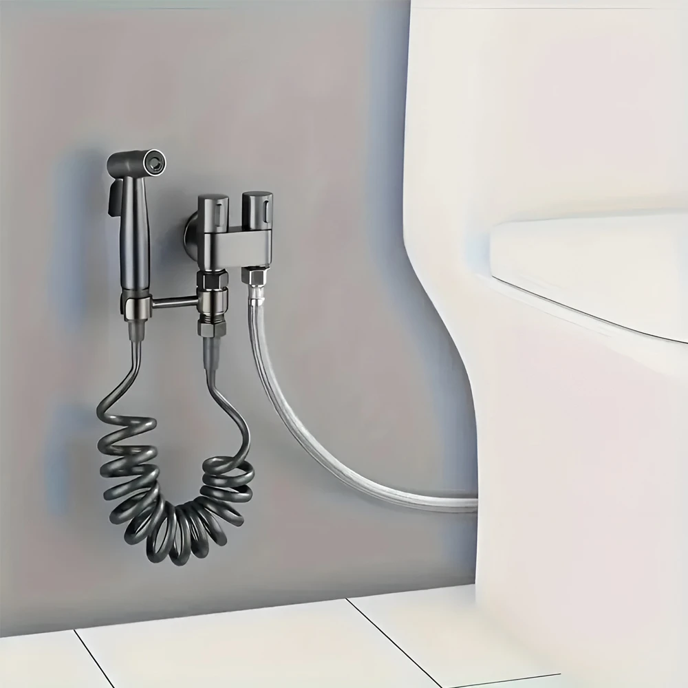 Hygienic shower (watering can, hose, tee, bracket) 2 meters, black 2