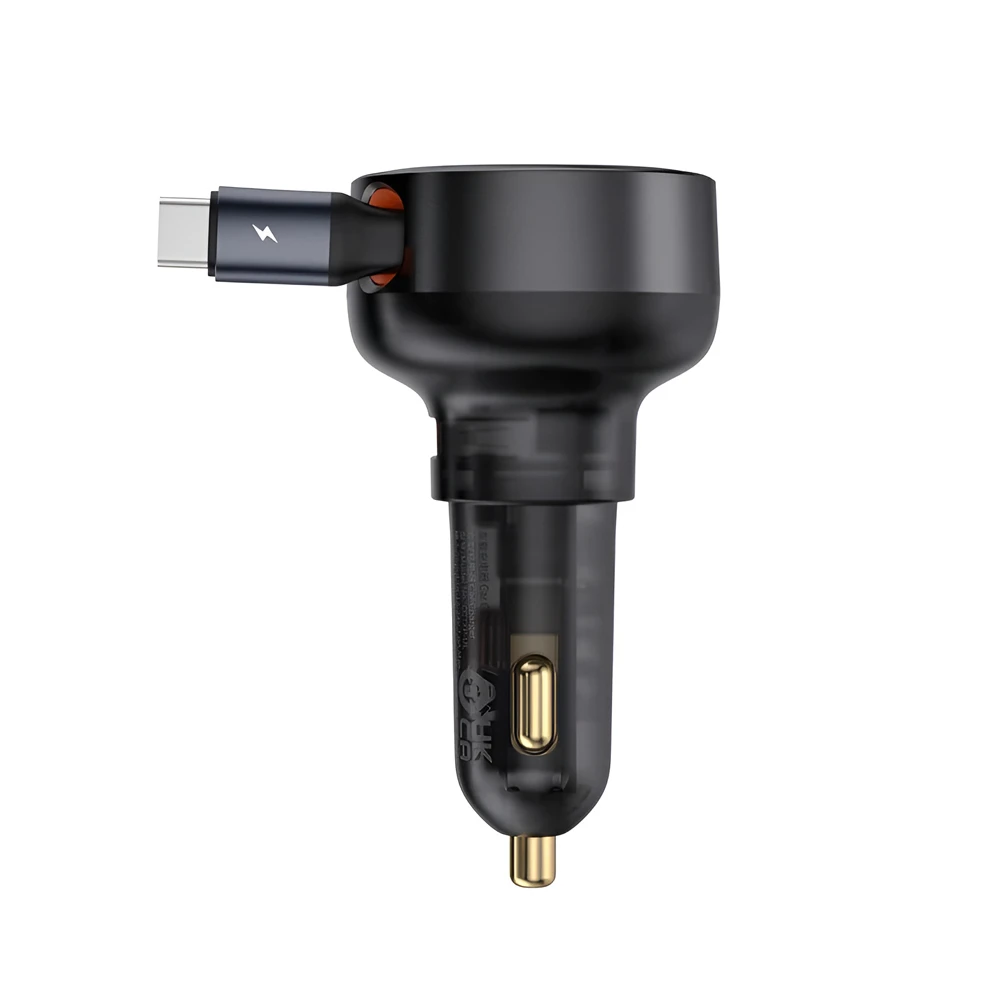 Автомобильное зарядное устройство baseus retractable enjoyment pro type-c с кабелем 60w, черное 2