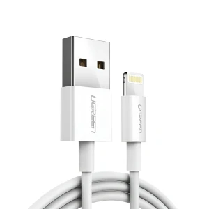 Ugreen кабель usb-a to lightning mfi, 2 м, алюминиевый корпус с оплеткой, белый | us155