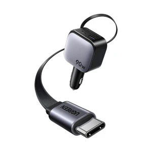 Автомобильное зарядное устройство ugreen 1*type-c+1*usb-a с выдвижным кабелем type-c, 90w, серое | ec603 Thumbnail 2