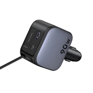 Автомобильное зарядное устройство ugreen 1*type-c+1*usb-a с выдвижным кабелем type-c, 90w, серое | ec603 Thumbnail 3