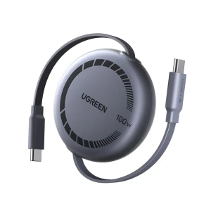 Ugreen кабель type-c to type-c retractable 5a/100w, 1м, черный | l531