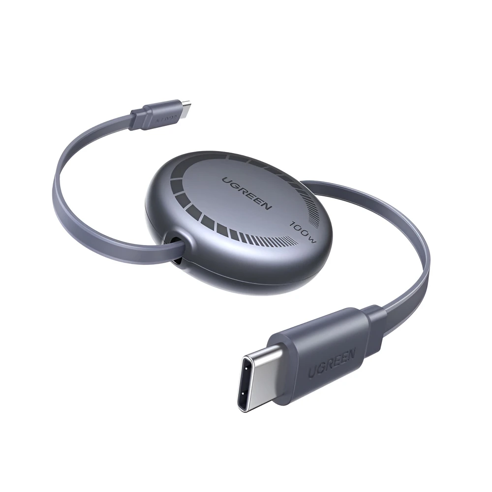 Ugreen кабель type-c to type-c retractable 5a/100w, 1м, черный | l531 2