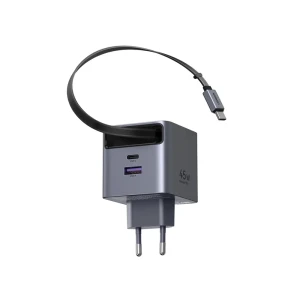 Ugreen gan quick charger 3*type-c + 1*usb-a retractable, 45w, black | x614 Thumbnail 3