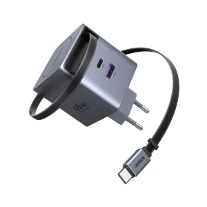 Ugreen gan quick charger 3*type-c + 1*usb-a retractable, 65w, black | x615