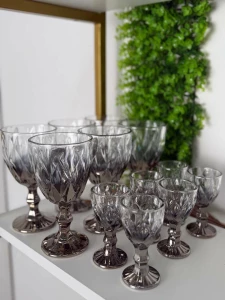 SET 12 PAHARE CU PICIOR FINISAJ METALIZAT (035-001S)