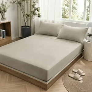 Cearșaf elastic queen – cream 160×200 cm (5)