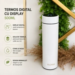 Termos alb digital cu display – 500ml (zln0806-r) Thumbnail 1