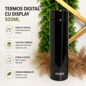 Termos negru digital cu display – 500ml (zln0804-r)