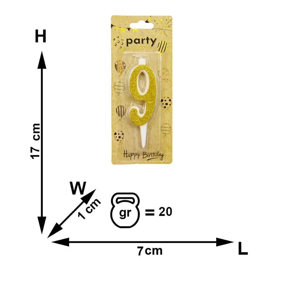 Lumânare cifra "9" pentru tort (bs00393-g9) 2