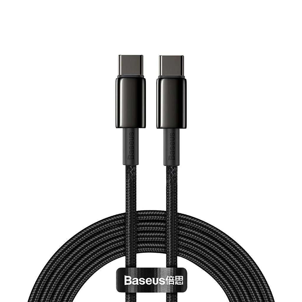 Cable type-c - type-c, braided, 100w, 2m, baseus tungsten gold black  catwj-a01 4
