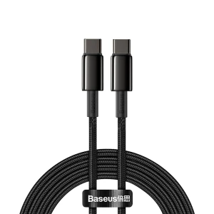 Cable type-c - type-c, braided, 100w, 2m, baseus tungsten gold black  catwj-a01 Thumbnail 4