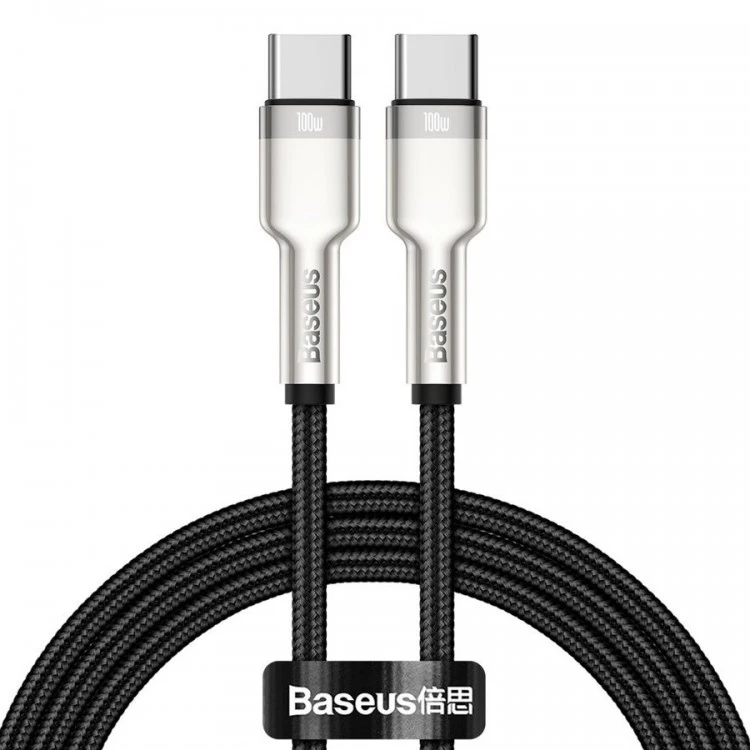 Cable type-c - type-c, braided, 100w, 1m, baseus cafule metal black  catjk-c01 5