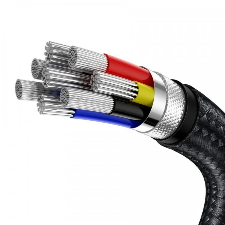 Cable type-c - type-c, braided, 100w, 1m, baseus cafule metal black  catjk-c01 3