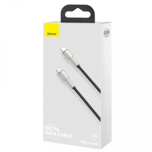 Cable type-c - type-c, braided, 100w, 1m, baseus cafule metal black  catjk-c01