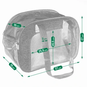 Geanta pentru transportare animale de companie cu plasa respirabila pentru caine & pisica, jumi, gri Thumbnail 3