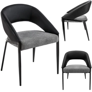 Scaun premium jumi, bergamo, 80x50x65cm, picioare din metal, negru/gri