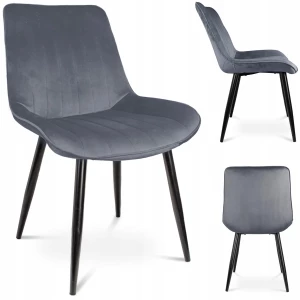 Scaun de bucatarie/living, Jumi VIVA ,catifea, Gri