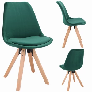 Scaun bucatarie/living, Jumi, Saida, catifea, lemn, 49x52x83 cm, Verde