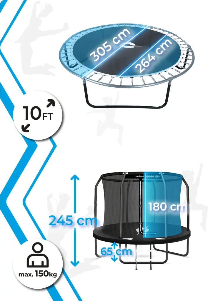 Trambulina de grădină pentru copii thunder inside elite 10ft (305cm) black 5