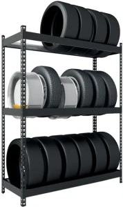 Raft metalic de depozitare roti nex titan 1680x1200x500 mm 3 niveluri, antracit
