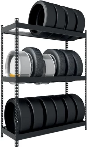 Raft metalic de depozitare roti Nex Titan 1680х1800х500 mm 3 niveluri, Antracit