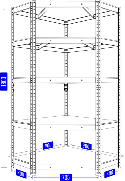Raft metalic de depozitare nex budget 1800x900x400x705 mm, 5 rafturi mdf, colț, antracit 2