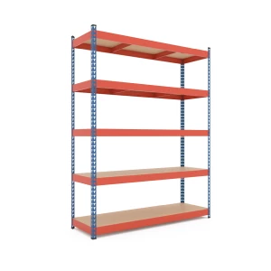 Raft metalic de depozitare Nex Titan 2160x1200x800 mm, 5 rafturi MDF, Blue/Orange