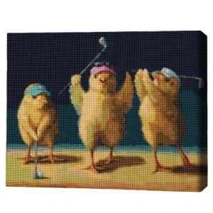 Mozaic cu diamante 40*50 сm (fără cutie) – puișori-golfiști, lucia heffernan
