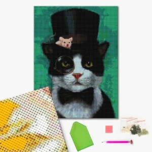 Mozaic cu diamante 40*50 сm (fără cutie) – pisicuț gentleman, lucia heffernan Thumbnail 2