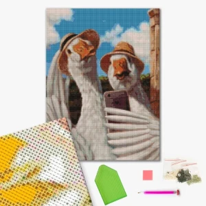 Mozaic cu diamante 40*50 сm (fără cutie) – selfie cu gâște, lucia heffernan Thumbnail 2