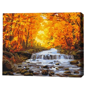 Pictură pe numere 40x50 cm (în cutie)  –  cascadă în aurirea de toamnă
